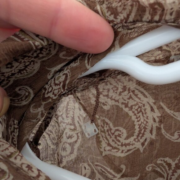 Vintage Sheer Paisley Whimsical Bell Sleeved Retro Button Up Blouse - Picture 4 of 6